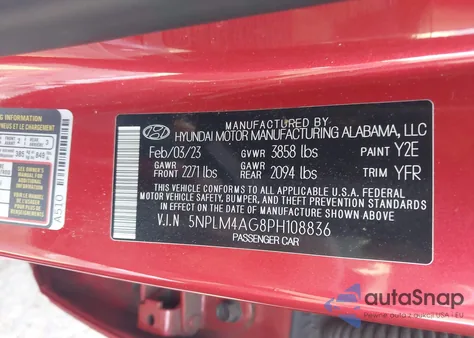 2023 Hyundai Elantra Sel из США, поврежденный, VIN 5NPLM4AG8PH108836